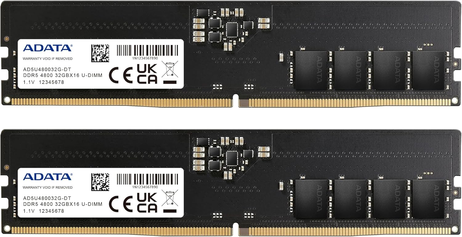 PCメモリ DDR5 4800MHz U-DIMM 64GB(32GBx2枚) AD5U480032G-DT-I