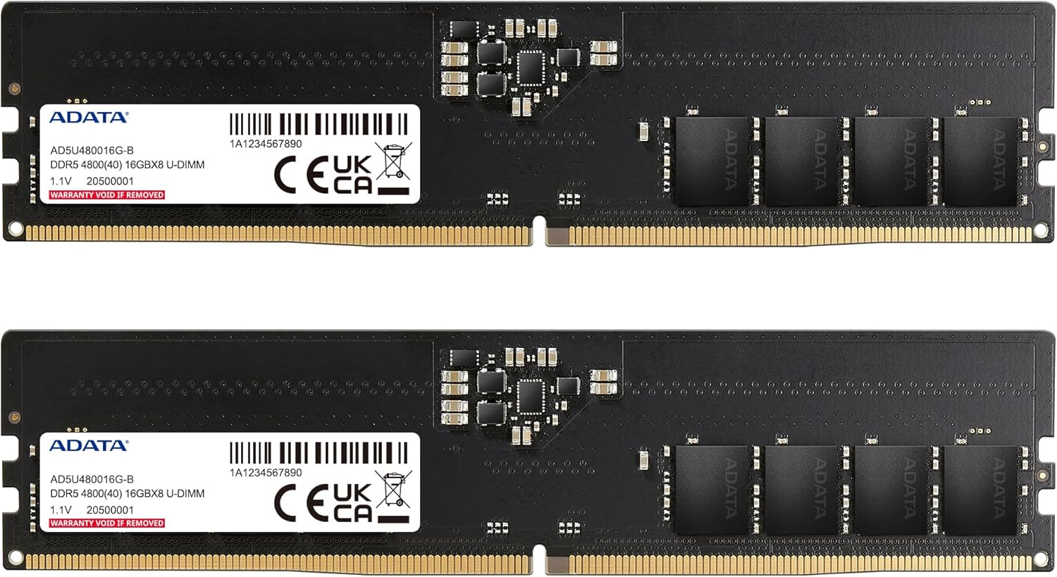 PCメモリ DDR5 4800MH U-DIMM 32GB(16GBx2枚) AD5U480016G-DT-I