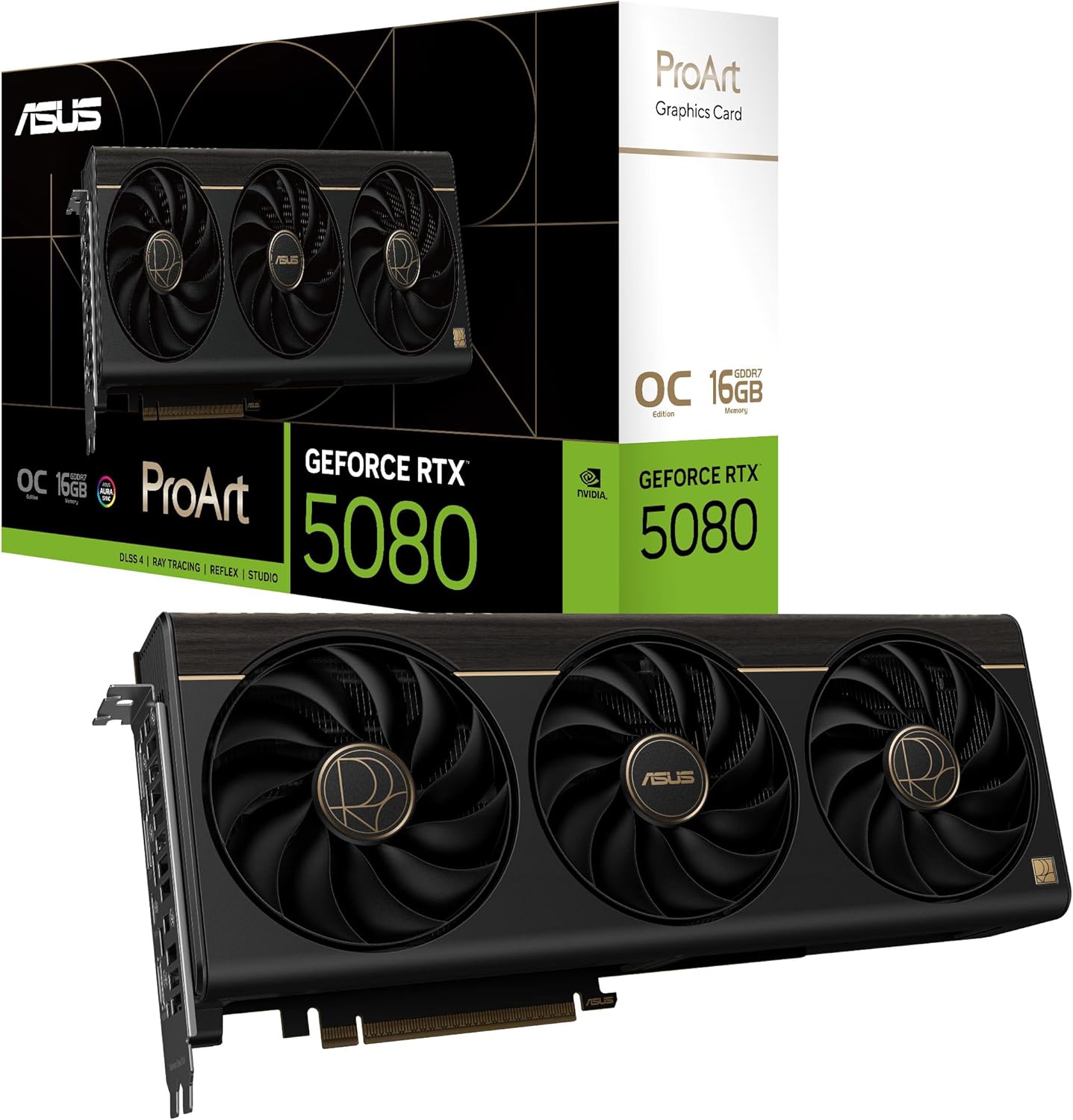 ASUS ProArt GeForce RTX 5080 16GB GDDR7 OC Edition ビデオカード コンパクトな 2.5 スロット設計、強力な冷却/PROART-RTX5080-O16G 国内正規代理店品