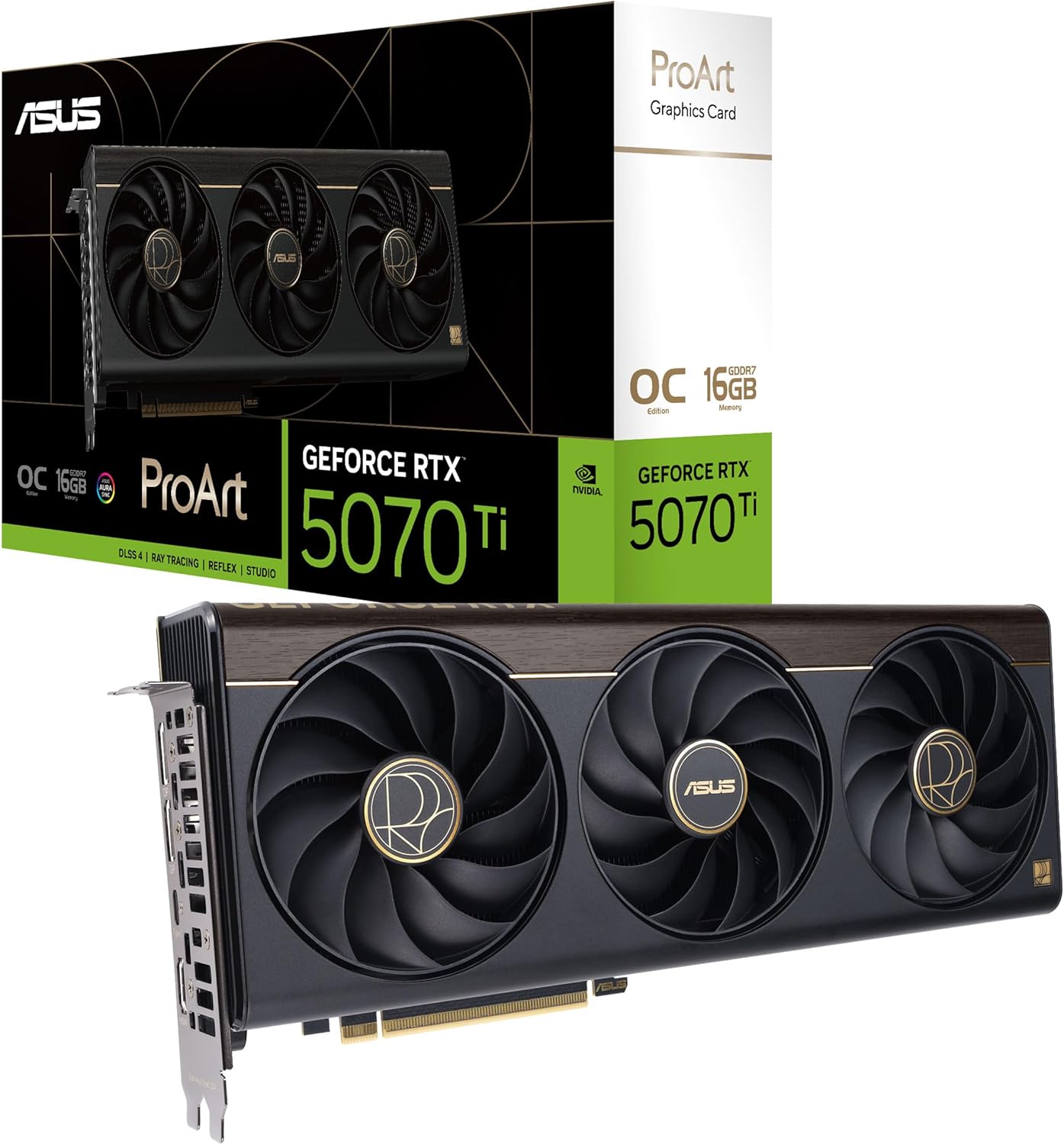 ASUS ProArt GeForce RTX™ 5070 Ti OC エディション 16GB GDDR7 ビデオカード コンパクトな 2.5 スロット設計、強力な冷却/PROART-RTX5070TI-O16G 国内正規代理店品