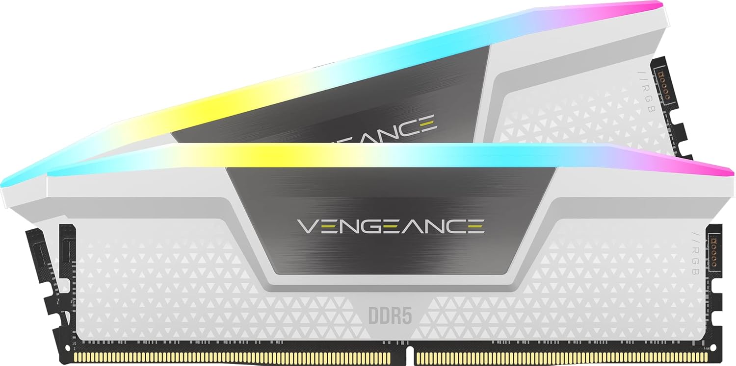 CORSAIR VENGEANCE RGB DDR5 メモリ 32GB(16GB×2)最大5200MHz対応 Intel XMP対応 CL40 デスクトップPC用 ホワイト CMH32GX5M2B5200C40W