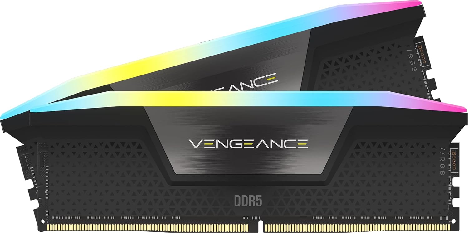 CORSAIR VENGEANCE RGB DDR5 メモリ 32GB(16GB×2)最大6000MHz対応 Intel XMP対応 CL36 デスクトップPC用 ブラック CMH32GX5M2E6000C36