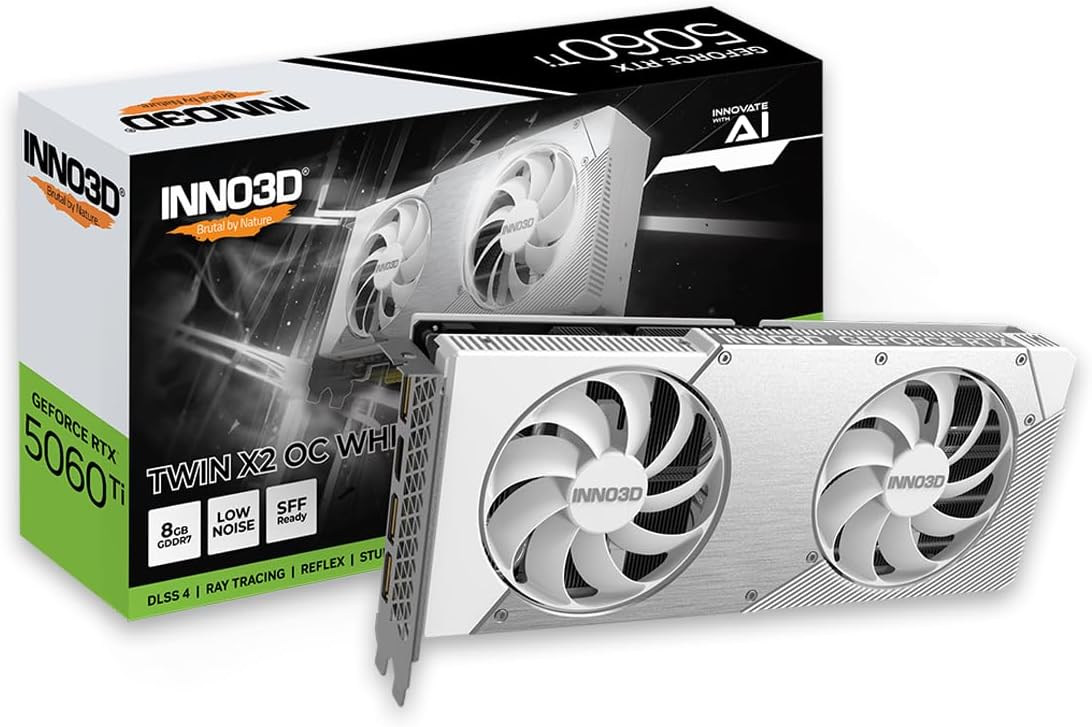 INNO3D GeForce RTX 5060 Ti 8GB TWIN X2 OC WHITE N506T2-08D7X-193075W (GO000222) 2.0スロット厚モデル 白グラボ 8GB GDDR7 2年保証 エルザ販売分のみ保証対応 GPU グラフィックスボード ELSA GD5060T-8GERX2OCW