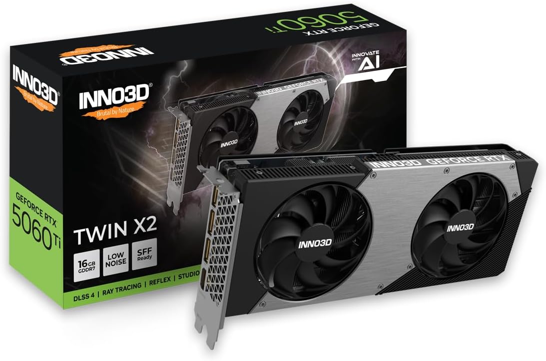 INNO3D GeForce RTX 5060 Ti 16GB TWIN X2 GD5060T-16GERX2 (GO000202) 2.0スロット厚モデル GDDR7 2年保証 GPU グラフィックスボード