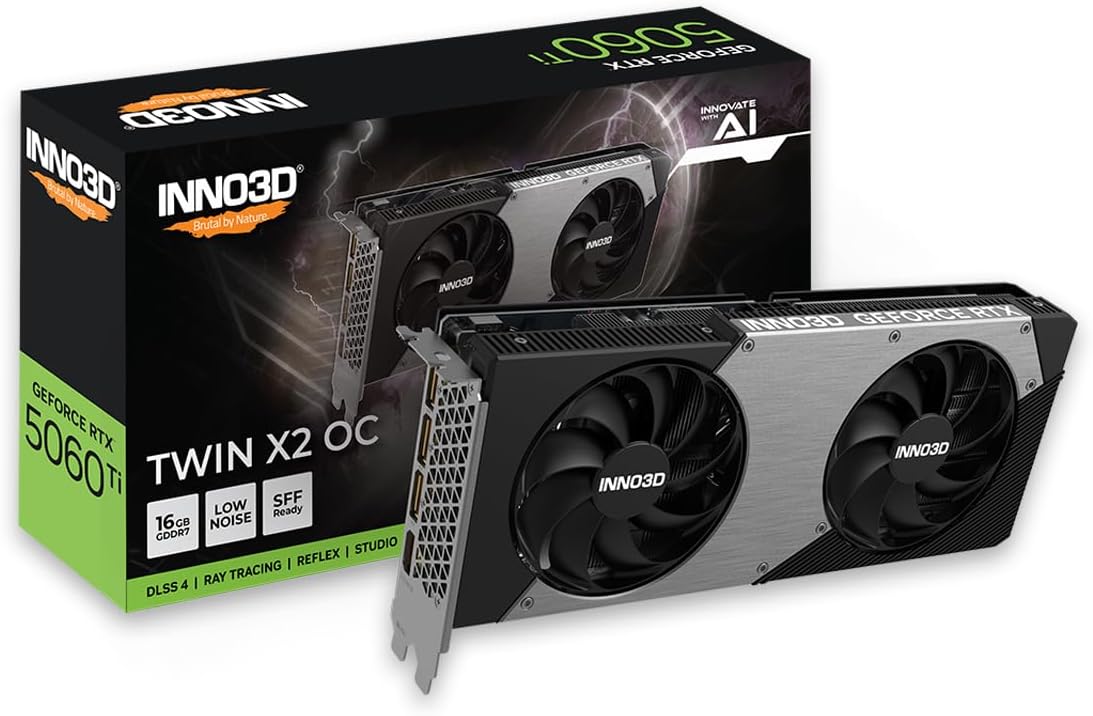 INNO3D GeForce RTX 5060 Ti 16GB TWIN X2 OC N506T2-16D7X-191073N (GO000192) 2.0スロット厚モデル 16GB GDDR7 2年保証 エルザ販売分のみ保証対応 GPU グラフィックスボード ELSA GD5060T-16GERX2OC