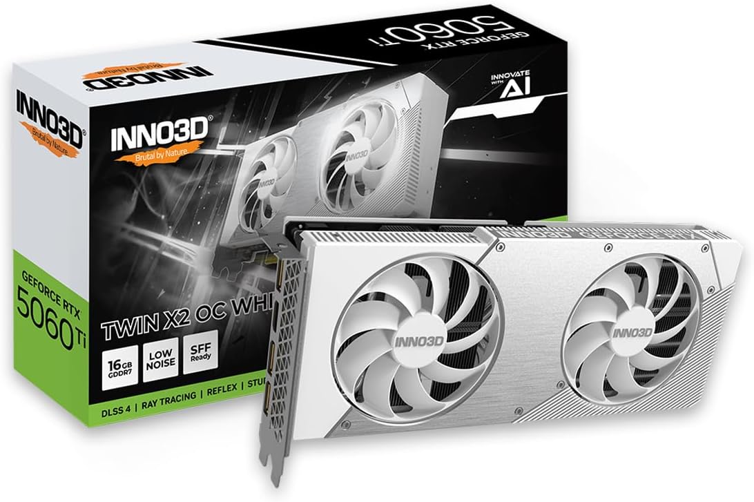 INNO3D GeForce RTX 5060 Ti 16GB TWIN X2 OC WHITE N506T2-16D7X-191073W (GO000182) 2.0スロット厚モデル 白グラボ 16GB GDDR7 2年保証 エルザ販売分のみ保証対応 GPU グラフィックスボード ELSA GD5060T-16GERX2OCW