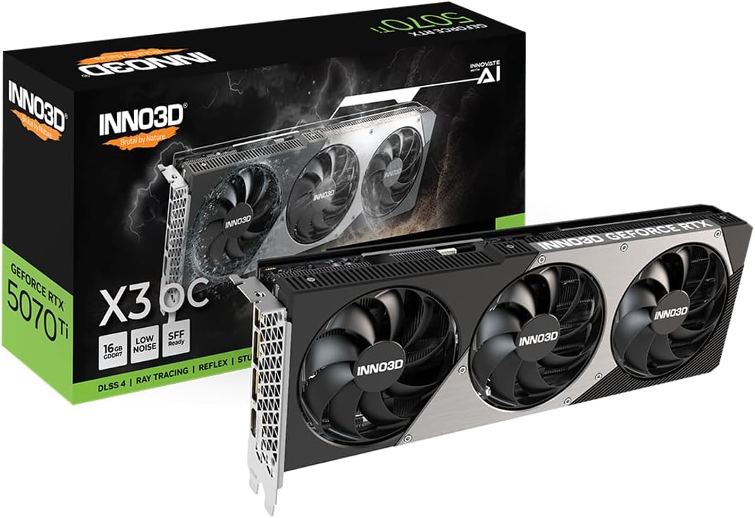 INNO3D GeForce RTX 5070 Ti X3 OC N507T3-16D7X-176068N (GO000112) 2.0スロット厚モデル 16GB GDDR7 2年保証 エルザ販売分のみ保証対応 GPU グラフィックスボード ELSA GD5070T-16GERX3OC