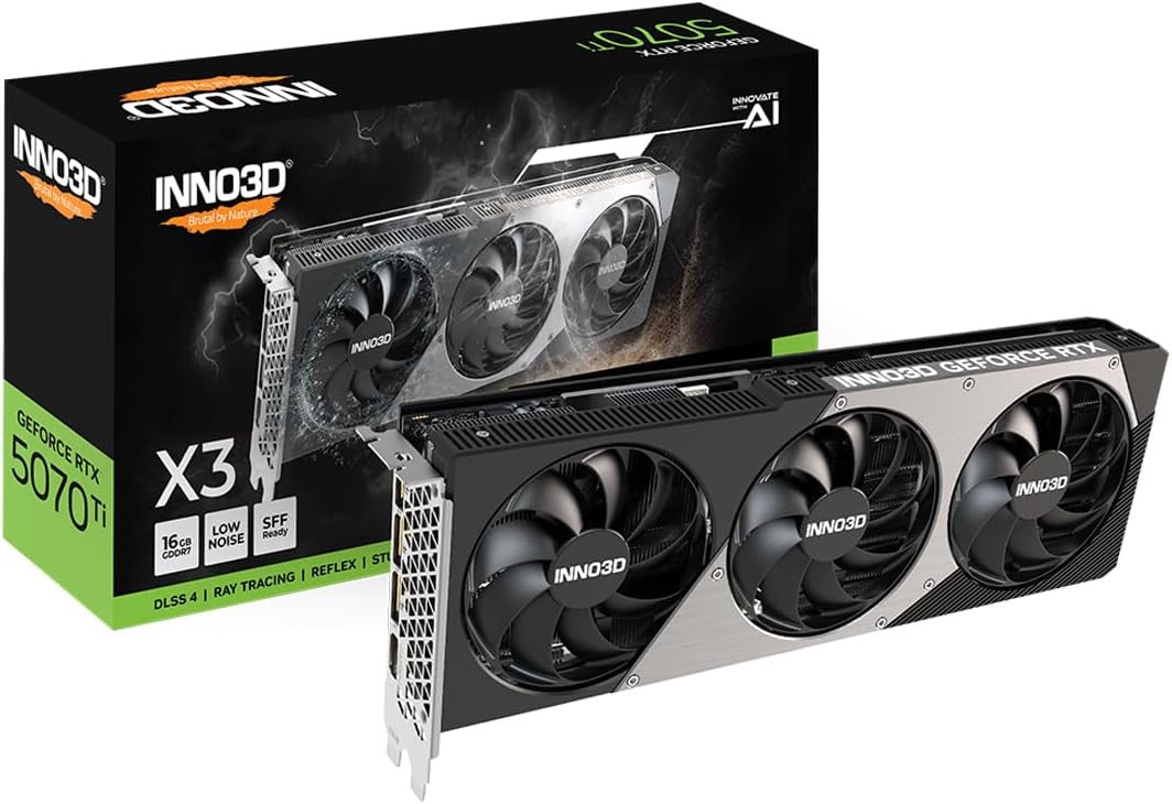 INNO3D GeForce RTX 5070 Ti X3 N507T3-16D7-176068N (GO000102) 2.0スロット厚モデル 16GB GDDR7 2年保証 エルザ販売分のみ保証対応 GPU グラフィックスボード ELSA GD5070T-16GERX3