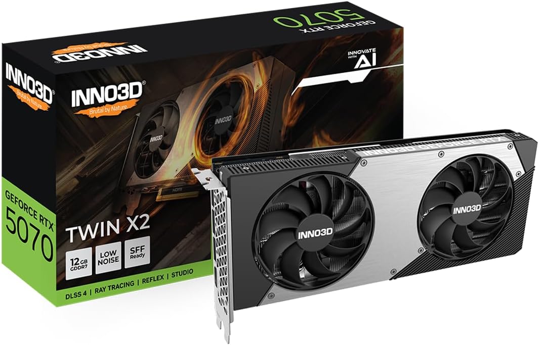 INNO3D GeForce RTX 5070 TWIN X2 N50702-12D7-195064N (GO000132) 2.0スロット厚モデル 12GB GDDR7 2年保証 グラフィックスボード GPU ビデオカード DisplayPort HDMI
