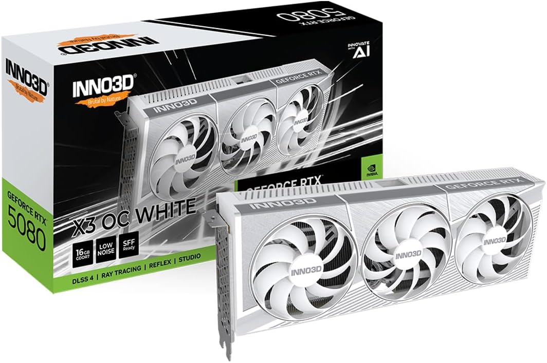 INNO3D GeForce RTX 5080 X3 OC WHITE N50803-16D7X-17605211 16GB GDDR7 グラフィックスボード 2.5スロット厚モデル 白モデル 2年保証 DisplayPort×3 HDMI×1