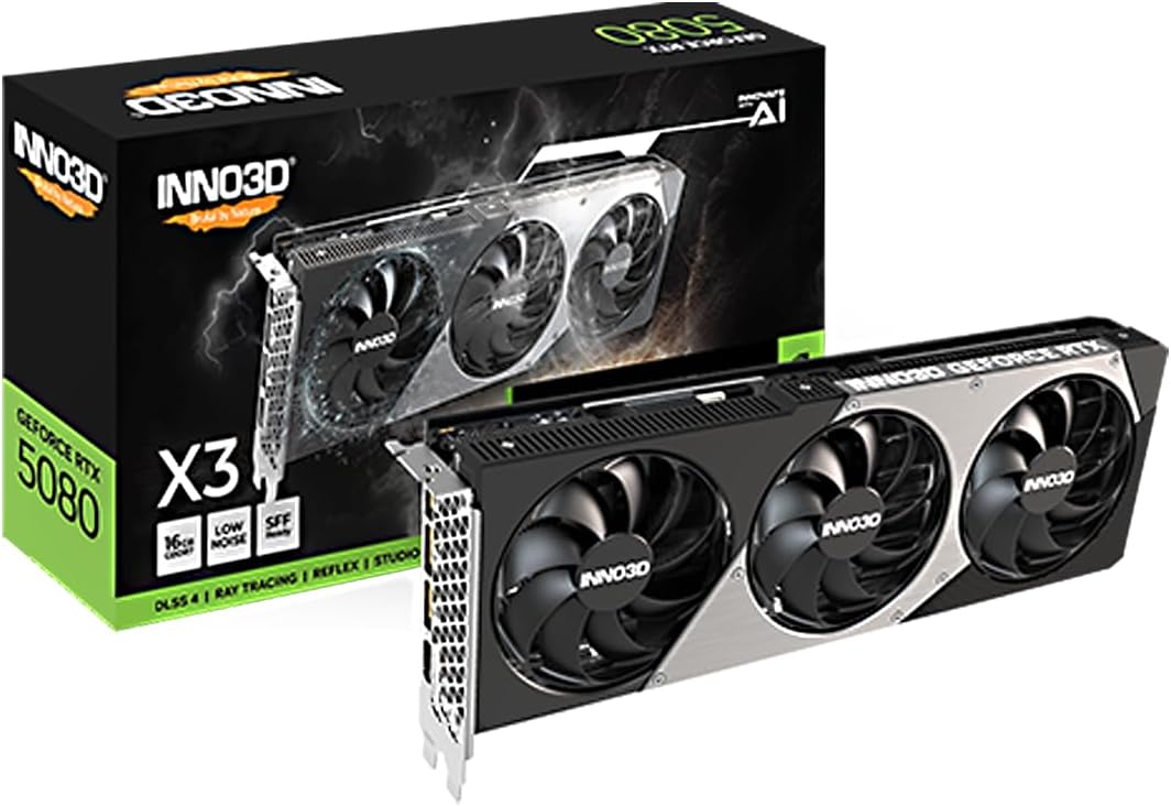 INNO3D GeForce RTX 5080 X3 N50803-16D7-176068N (GO000052) 2.0スロット厚モデル 16GB GDDR7 2年保証 エルザ販売分のみ保証対応 GPU グラフィックスボード ELSA GD5080-16GERX3