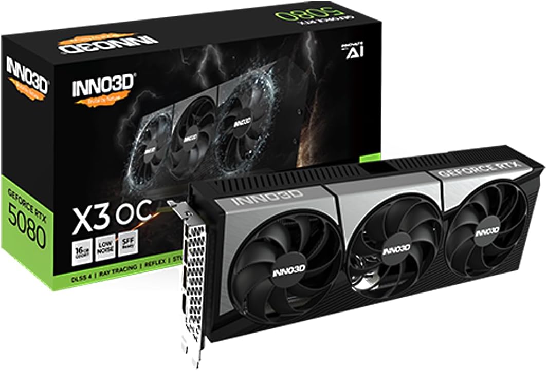 INNO3D GeForce RTX 5080 X3 OC N50803-16D7X-17603930 (GO000062) 2.5スロット厚モデル 16GB GDDR7 2年保証 エルザ販売分のみ保証対応 GPU グラフィックスボード ELSA GD5080-16GERX3OC