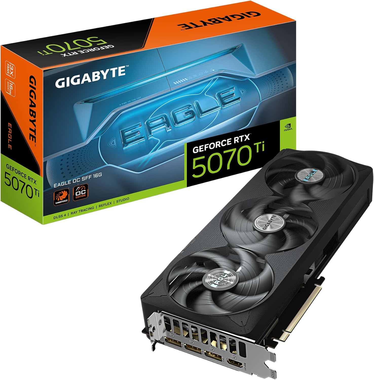 Gigabyte GeForce RTX 5070 Ti Eagle OC SFF 16G グラフィックスカード - 16GB GDDR7、256ビット、PCI-E 5.0、2542 MHzコアクロック、3 x DP 2.1a、HDMI 2.1b x 1、NVIDIA DLSS 4、GV-N507TEAGLE OC-16GD。