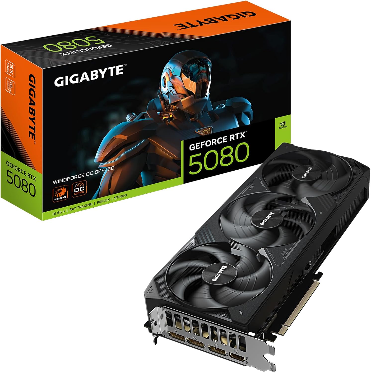 GIGABYTE GeForce RTX 5080 WINDFORCE OC SFF 16G グラフィックスカード、WINDFORCE冷却システム、16GB 256ビットGDDR7、GV-N5080WF3OC-16GD ビデオカード デスクトップ対応