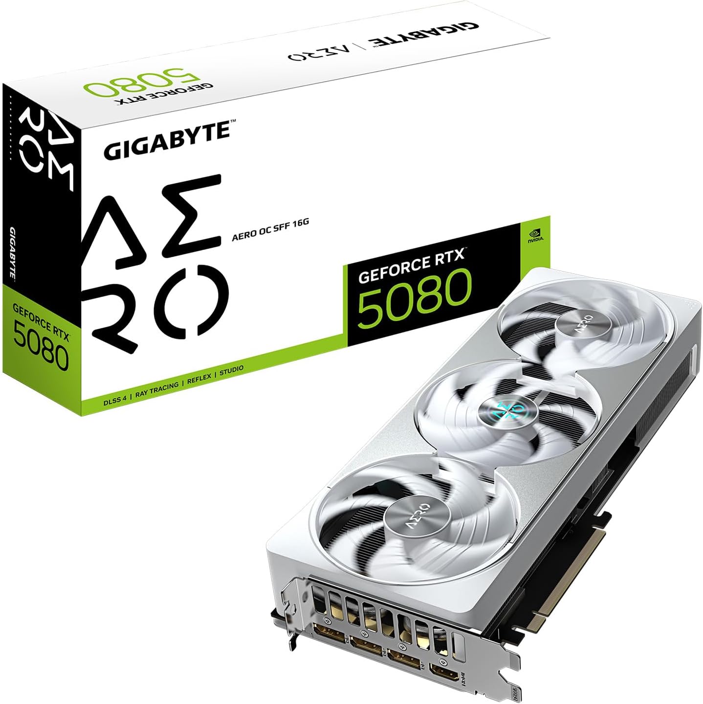 GIGABYTE GeForce RTX 5080 AERO OC SFF 16G グラフィックカード WINDFORCE 冷却システム 16GB 256ビット GDDR7 GV-N5080AERO OC-16GD ビデオカード デスクトップ対応