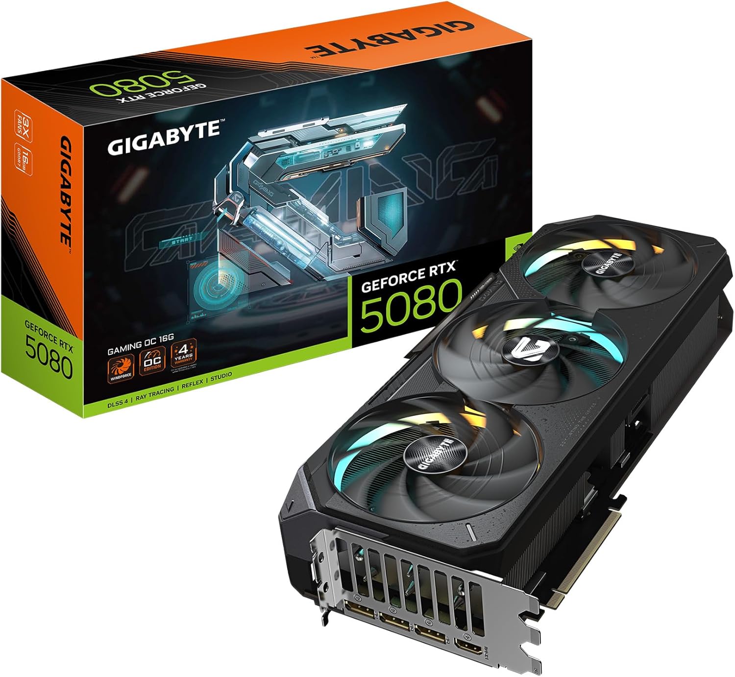 GIGABYTE GeForce RTX 5080 Gaming OC 16G グラフィックスカード、WINDFORCE冷却システム、16GB 256ビットGDDR7、GV-N5080GAMING OC-16GD ビデオカード。