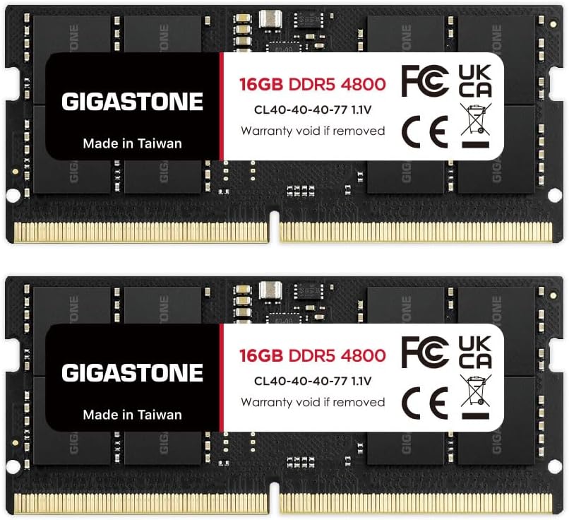 GIGASTONE 16GBx2枚 (32GB Kit) DDR5 4800MHz PC5-38400 CL40-40-40-77 1.1V SODIMM 262 ピン アンバッファード 非 ECC ノートパソコン用 高性能 メモリモジュールアップグレード- ラップトップのみ