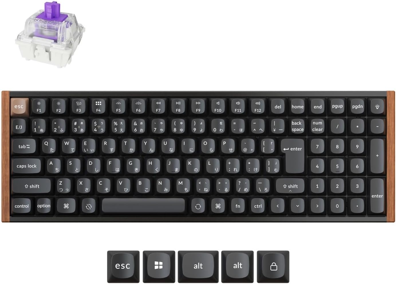 Keychron K4 HE QMK ワイヤレスゲーミングカスタムメカニカルキーボード JISレイアウト 2.4GHz/Bluetooth/有線対応/96%配列/ホットスワップ対応/プログラマブル/RGBバックライト/Gateron磁気スイッチ/Mac・Windows兼用/アルミ＋ウッドフレーム ブラック