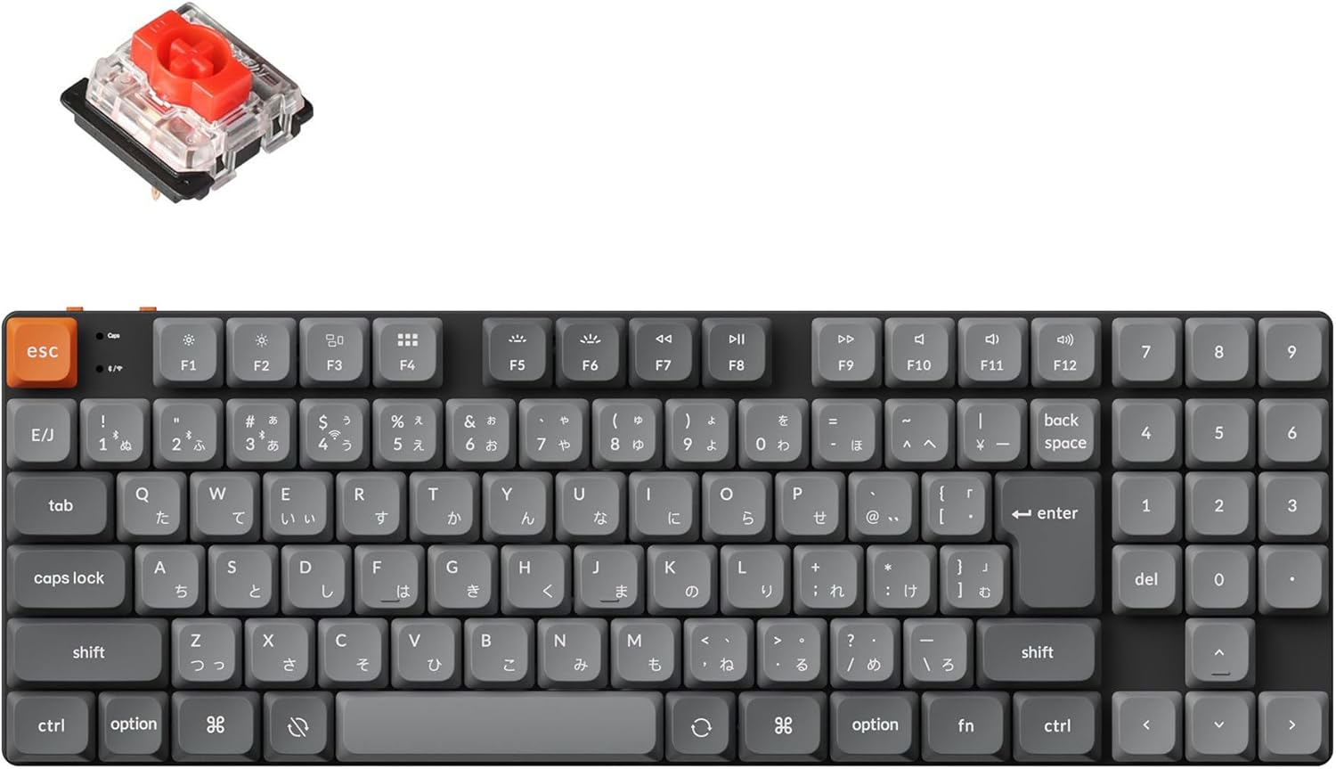 Keychron K13 Max QMK対応ワイヤレス・カスタムメカニカルキーボード 2.4GH/Bluetooth/有線対応 80%ナンバーパッド付 JISレイアウト ダブルショットPBTキーキャップ RGBライト ホットスワップ対応 Mac Windows ロープロファイルGateronメカニカル赤軸