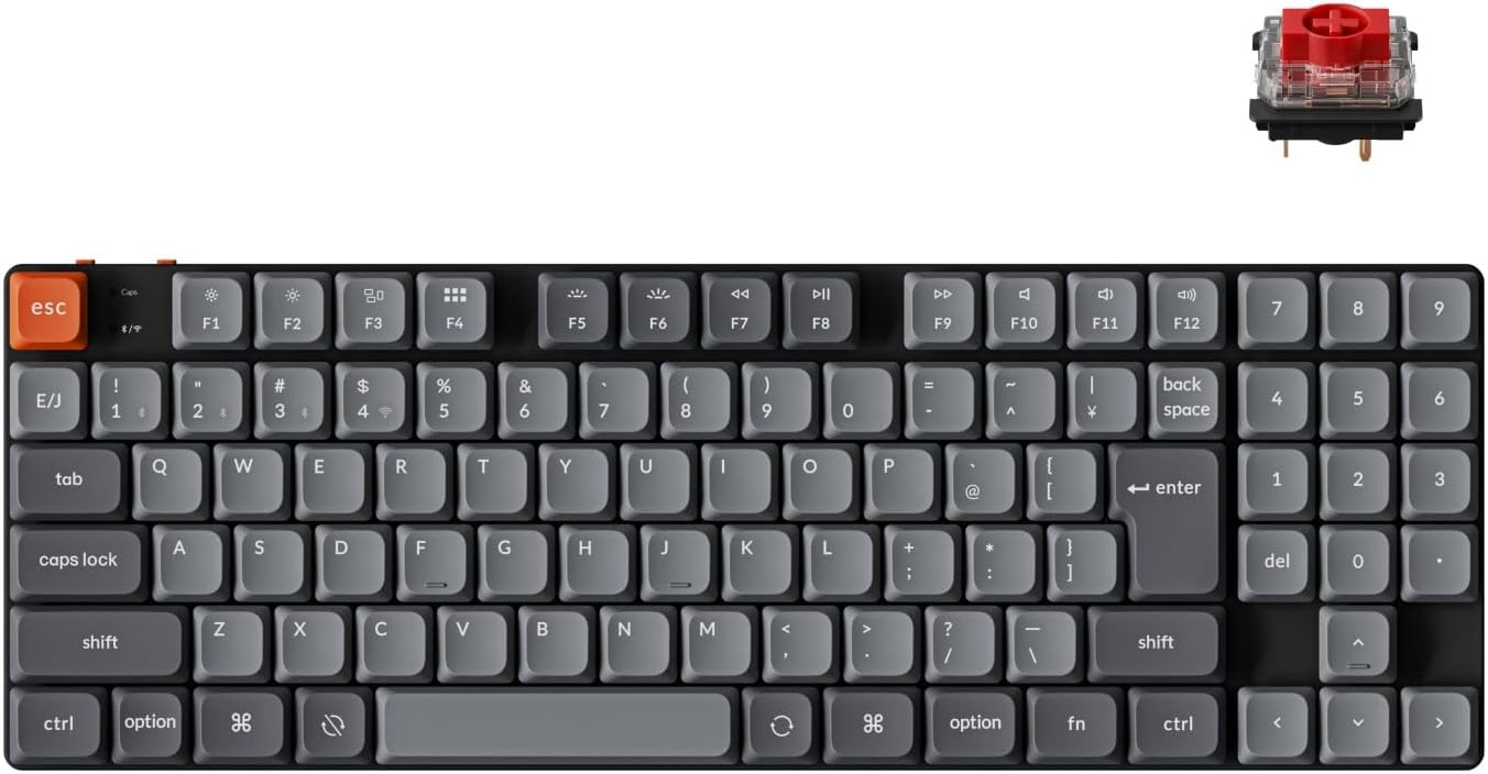 Keychron K13 Max QMK/VIA ワイヤレスメカニカルキーボード JISレイアウト Bluetooth/2.4GHz/有線対応/TKL配列 テンキー統合/RGBバックライト/ホットスワップ対応/ロープロファイルGateronスイッチ/Mac・Windows・Linux兼用 赤軸 かな印字なし