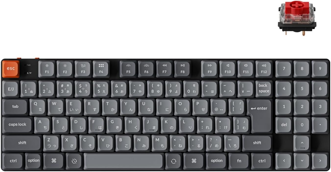 Keychron K13 Max QMK/VIA ワイヤレスメカニカルキーボード JISレイアウト Bluetooth/2.4GHz/有線対応/TKL配列 テンキー統合/ホワイトバックライト/ロープロファイルGateronスイッチ/ホットスワップ非対応 Mac・Windows・Linux兼容 赤軸