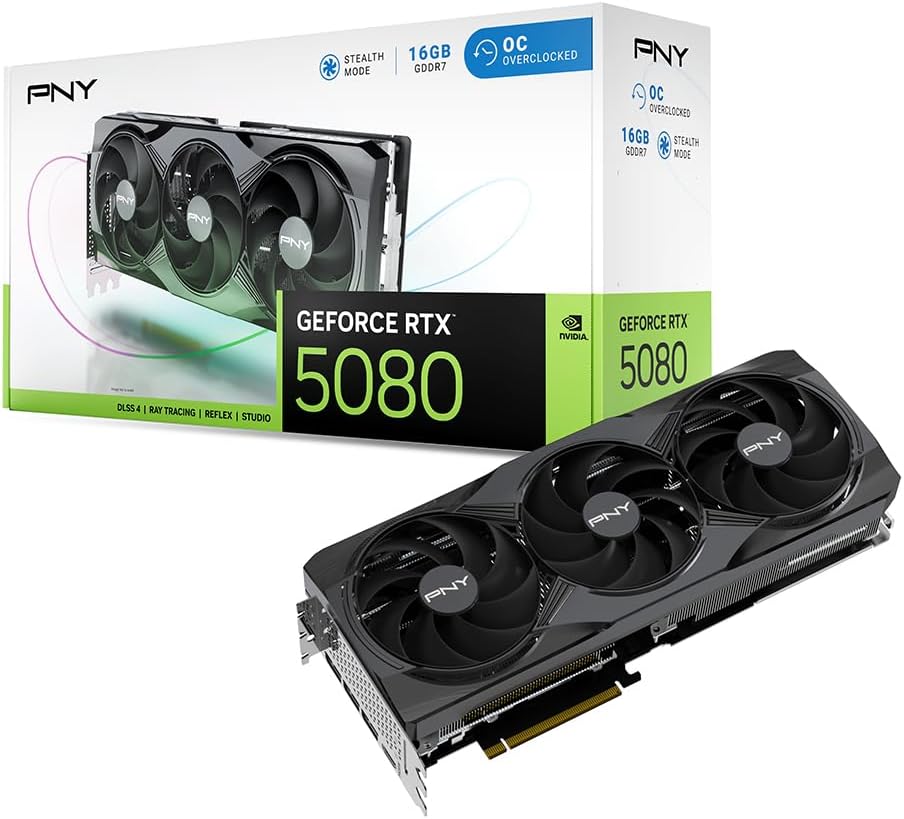 PNY GeFORCE RTX 5080 16GB Overclocked TripleFan グラフィックスボード VCG508016TFXPB1-O VD9010