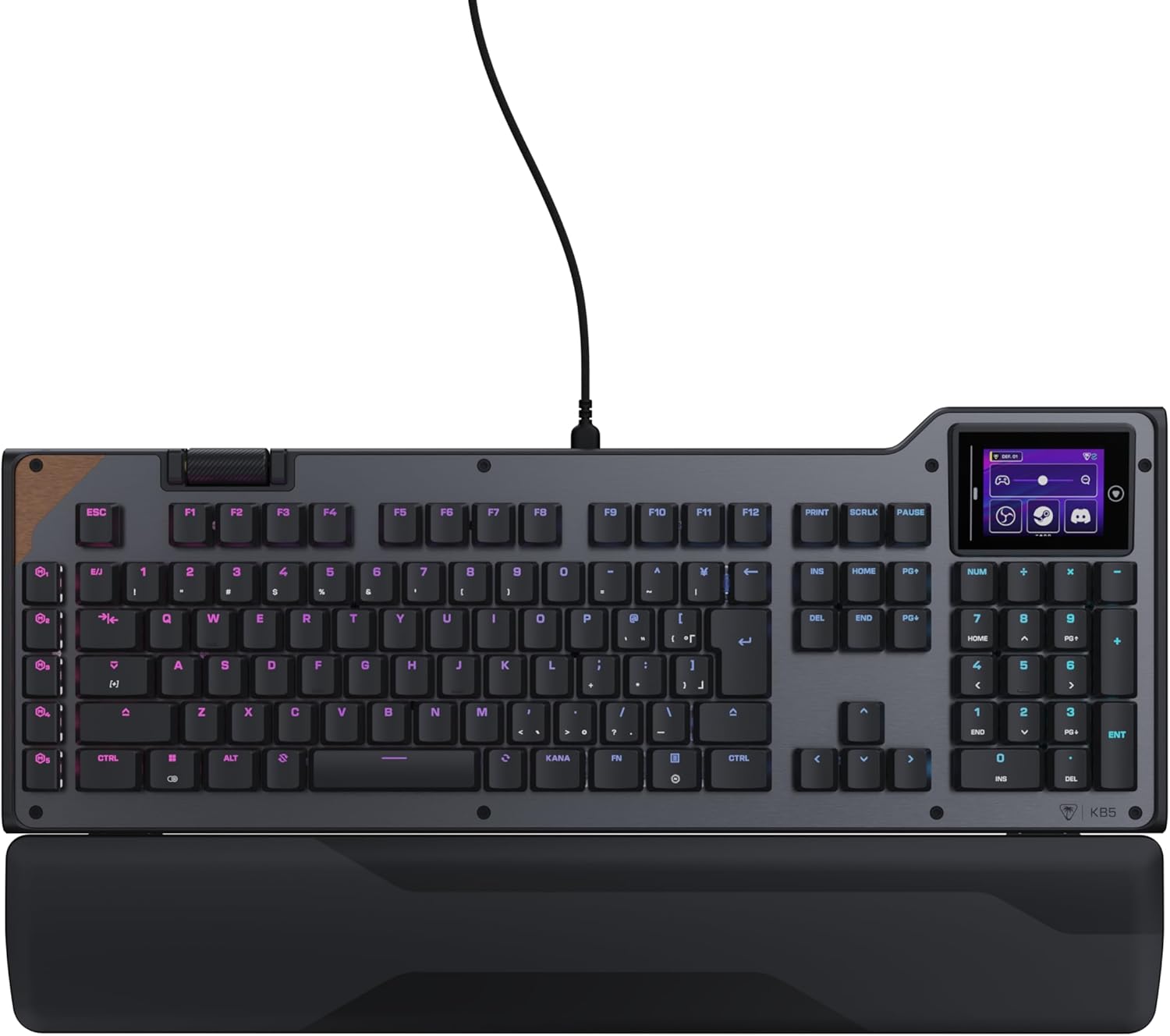 TURTLE BEACH Command Series KB5 ゲーミングキーボード 有線 日本語JIS配列 フルサイズ｜2.4インチタッチスクリーン搭載｜メカニカル ロープロファイル Titanスイッチ｜8Kポーリングレート｜RGBライティング｜Windows対応【メーカー保証2年+代理店保証6ヶ月】